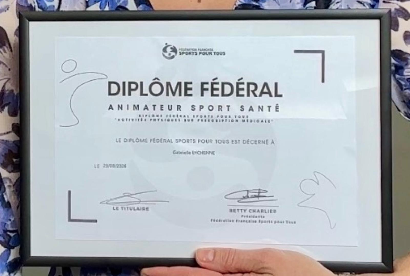 Diplôme fédéral Animateur Sport Santé de Gabrielle Eychenne